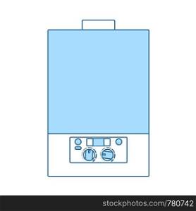 Gas Boiler Icon. Thin Line With Blue Fill Design. Vector Illustration.
