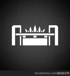 Gas burner icon. Black background with white. Vector illustration.