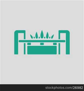 Gas burner icon. Gray background with green. Vector illustration.