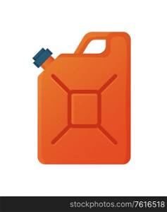 Gas canister vector, isolated icon of red container in flat style. Storage for keeping and transporting liquids and dangerous substances, industrial waste. Gas Canister, Red Container for Liquids Vector