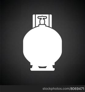 Gas cylinder icon. Black background with white. Vector illustration.