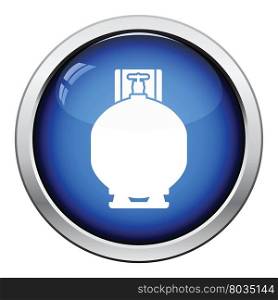 Gas cylinder icon. Glossy button design. Vector illustration.