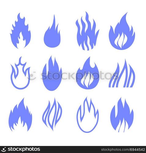 Gas industry blue symbol set isolated on white background. Gas industry blue symbols