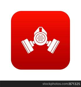 Gas mask icon digital red for any design isolated on white vector illustration. Gas mask icon digital red