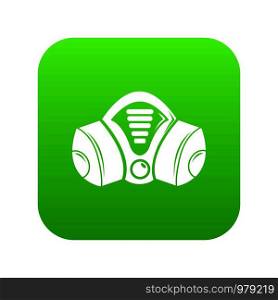 Gas mask icon green vector isolated on white background. Gas mask icon green vector