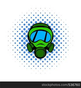 Gas mask icon in comics style on a white background. Gas mask icon, comics style