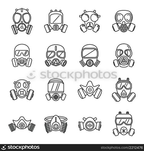 Gas mask icon outline vector. Air pollution. Safety respirator. Gas mask icon outline vector. Air pollution