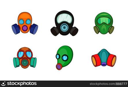 Gas mask icon set. Cartoon set of gas mask vector icons for your web design isolated on white background. Gas mask icon set, cartoon style