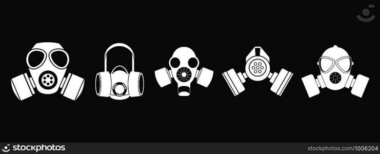 Gas mask icon set vector white isolated on grey background . Gas mask icon set grey vector