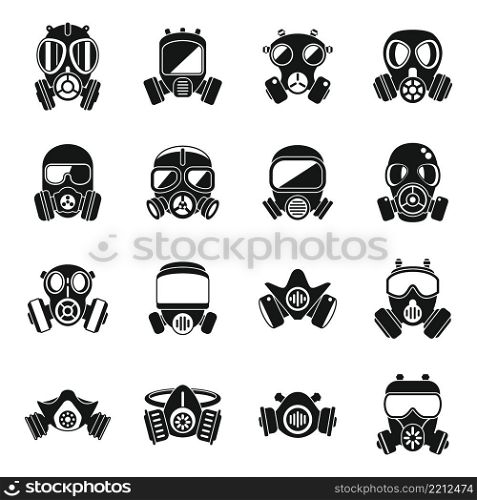 Gas mask icon simple vector. Air pollution. Safety respirator. Gas mask icon simple vector. Air pollution