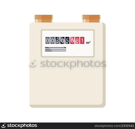 Gas meter. Automatic meter natural gas. Household or industrial measuring equipment in flat style. Fuel consumption control. Vector illustration isolated on white background.. Gas meter. Automatic meter natural gas. Household or industrial measuring equipment in flat style. Fuel consumption control. Vector illustration isolated on white background