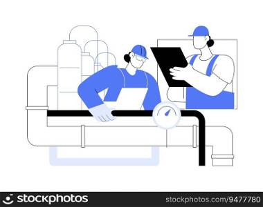 Gas pipeline abstract concept vector illustration. Group of engineers deals with gas transportation via pipelines, raw materials, oil industry, petroleum delivering abstract metaphor.. Gas pipeline abstract concept vector illustration.