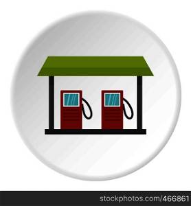 Gas station icon in flat circle isolated vector illustration for web. Gas station icon circle