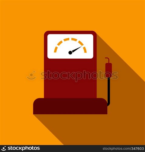 Gas station icon in flat style on a yellow background. Gas station icon, flat style