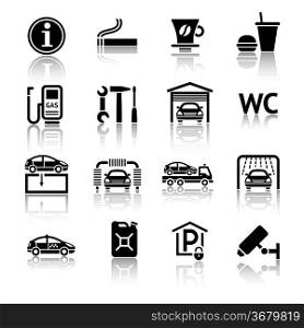 Gas station icons set