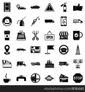 Gas station icons set. Simple style of 36 gas station vector icons for web isolated on white background. Gas station icons set, simple style