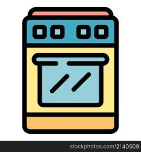 Gas stove icon. Outline gas stove vector icon color flat isolated. Gas stove icon color outline vector