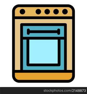 Gas stove icon. Outline Gas stove vector icon color flat isolated. Gas stove icon color outline vector
