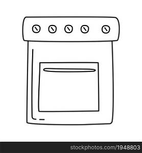 Gas stove sketch. Hand drawn black and white doodle vector illustration.