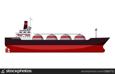 Gas tanker LNG carrier natural gas. Carrier ship. Gas tanker LNG carrier natural gas. Carrier ship. Vector illustration isolated cartoon flat design