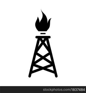 Gas Tower Icon. Black Stencil Design. Vector Illustration.