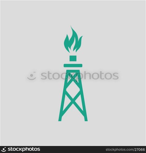 Gas tower icon. Gray background with green. Vector illustration.