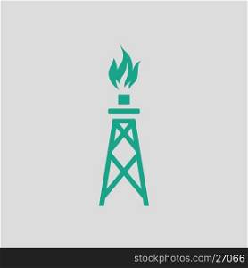 Gas tower icon. Gray background with green. Vector illustration.