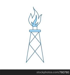 Gas Tower Icon. Thin Line With Blue Fill Design. Vector Illustration.