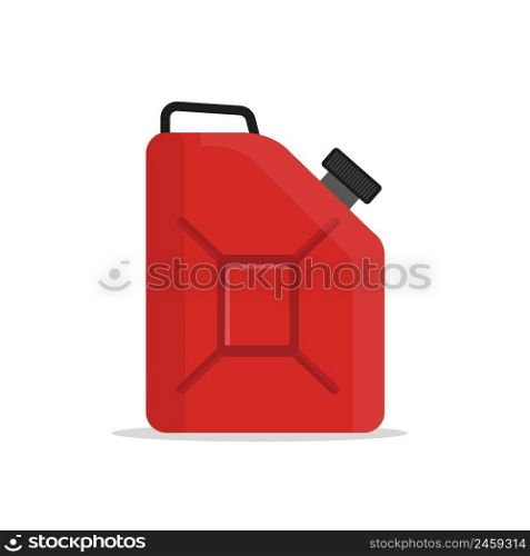 Gasoline fuel canister isolated on white background. Red canister for carrying gasoline. Vector stock