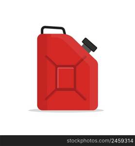 Gasoline fuel canister isolated on white background. Red canister for carrying gasoline. Vector stock