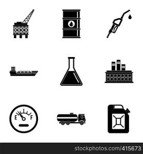 Gasoline icons set. Simple illustration of 9 gasoline vector icons for web. Gasoline icons set, simple style