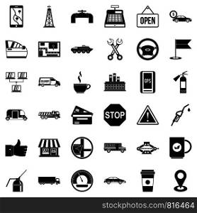 Gasoline icons set. Simple style of 36 gasoline vector icons for web isolated on white background. Gasoline icons set, simple style
