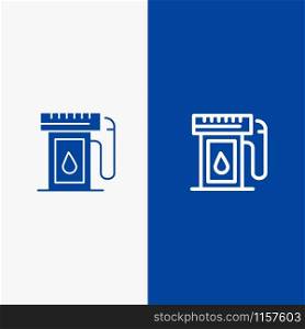 Gasoline, Industry, Oil, Drop Line and Glyph Solid icon Blue banner Line and Glyph Solid icon Blue banner