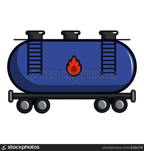Gasoline railroad tanker icon. Cartoon illustration of gasoline railroad tanker vector icon for web. Gasoline railroad tanker icon, cartoon style