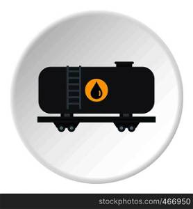 Gasoline railroad tanker icon in flat circle isolated vector illustration for web. Gasoline railroad tanker icon circle