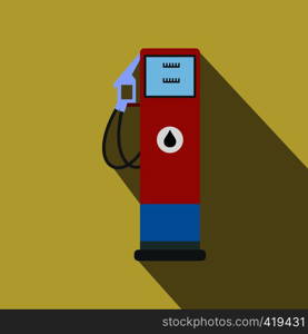 Gasoline refueling flat icon with a shadow on a yellow background. Gasoline refueling flat icon with a shadow