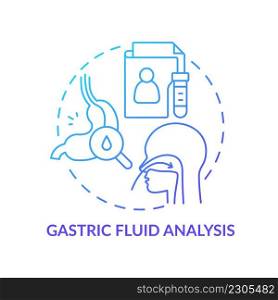 Gastric fluid analysis blue gradient concept icon. Patient care. Medical diagnostic service abstract idea thin line illustration. Isolated outline drawing. Myriad Pro-Bold font used. Gastric fluid analysis blue gradient concept icon