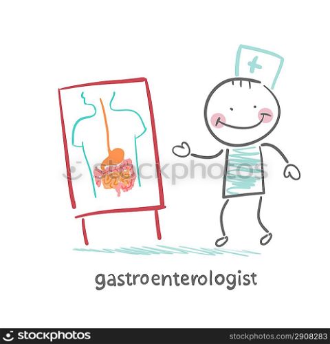 gastroenterologist shows the presentation of the disease