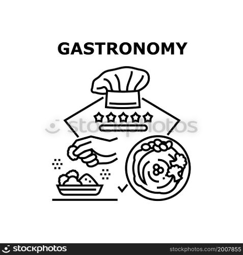 Gastronomy Food cook. Kitchen background. Restaurant cuisine. Buffet cooking. gastronomy vector concept black illustration. Gastronomy icons vector illustrations