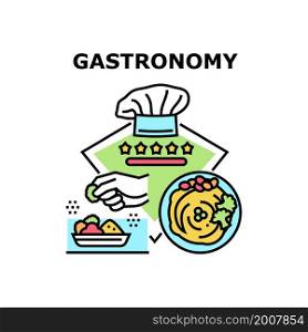 Gastronomy Food cook. Kitchen background. Restaurant cuisine. Buffet cooking. gastronomy vector concept color illustration. Gastronomy icons vector illustrations