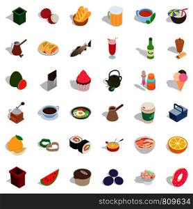 Gastronomy icons set. Isometric style of 36 gastronomy vector icons for web isolated on white background. Gastronomy icons set, isometric style