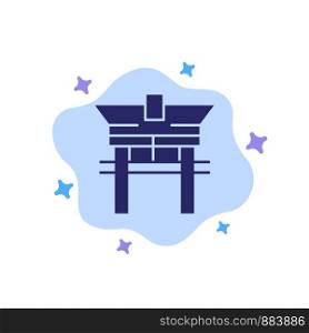 Gate, Bridge, China, Chinese Blue Icon on Abstract Cloud Background