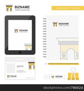Gate Business Logo, Tab App, Diary PVC Employee Card and USB Brand Stationary Package Design Vector Template