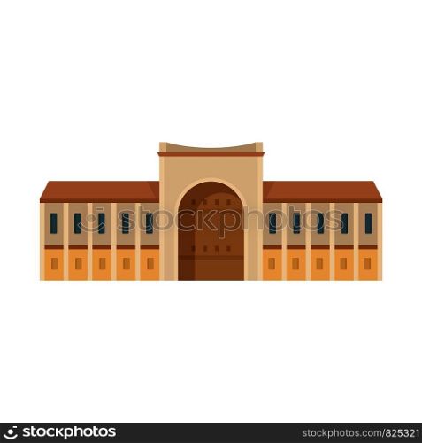 Gate city historical building icon. Flat illustration of gate city historical building vector icon for web design. Gate city historical building icon, flat style