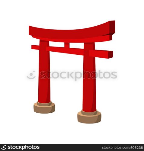 Gate Torii icon isolated on white background in cartoon style. Gate Torii icon, cartoon style