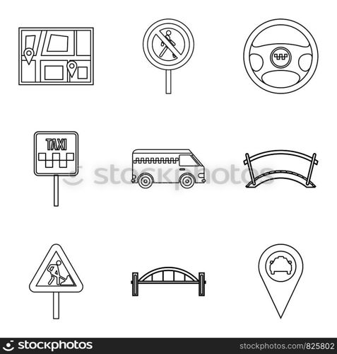 Gateway icons set. Outline set of 9 gateway vector icons for web isolated on white background. Gateway icons set, outline style