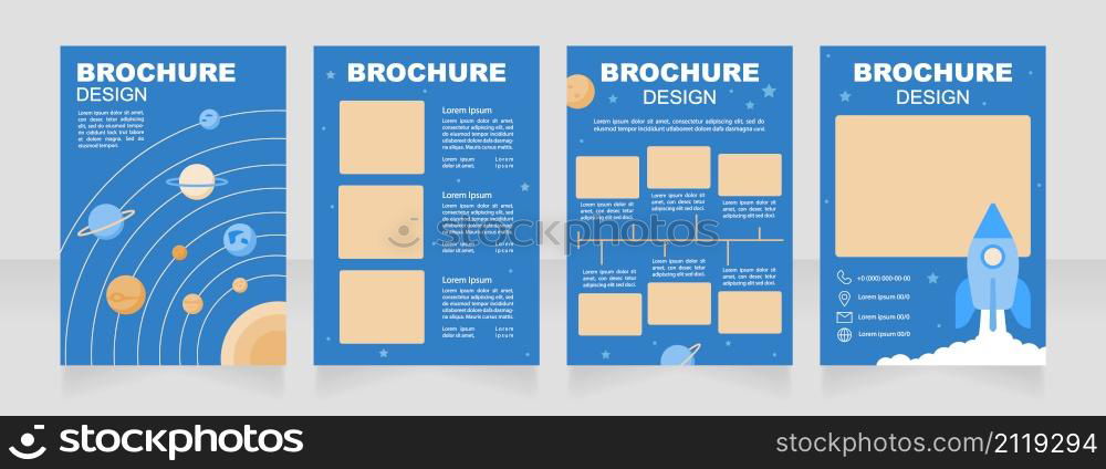 Gathering astronomy enthusiasts blank brochure design. Template set with copy space for text. Premade corporate reports collection. Editable 4 paper pages. Arial Black, Regular fonts used. Gathering astronomy enthusiasts blank brochure design