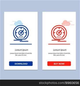 Gauge, Dashboard, Meter, Speed, Speedometer  Blue and Red Download and Buy Now web Widget Card Template