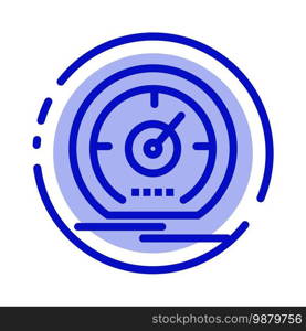 Gauge, Dashboard, Meter, Speed, Speedometer Blue Dotted Line Line Icon
