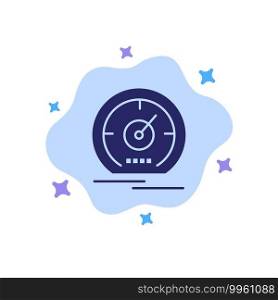 Gauge, Dashboard, Meter, Speed, Speedometer Blue Icon on Abstract Cloud Background